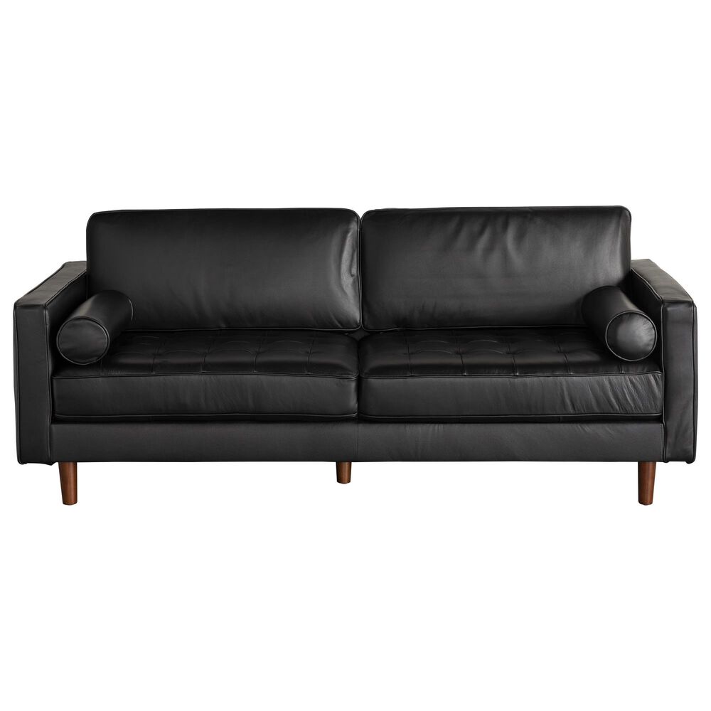 Interlochen 86" Leather Sofa in Florida Black, , large