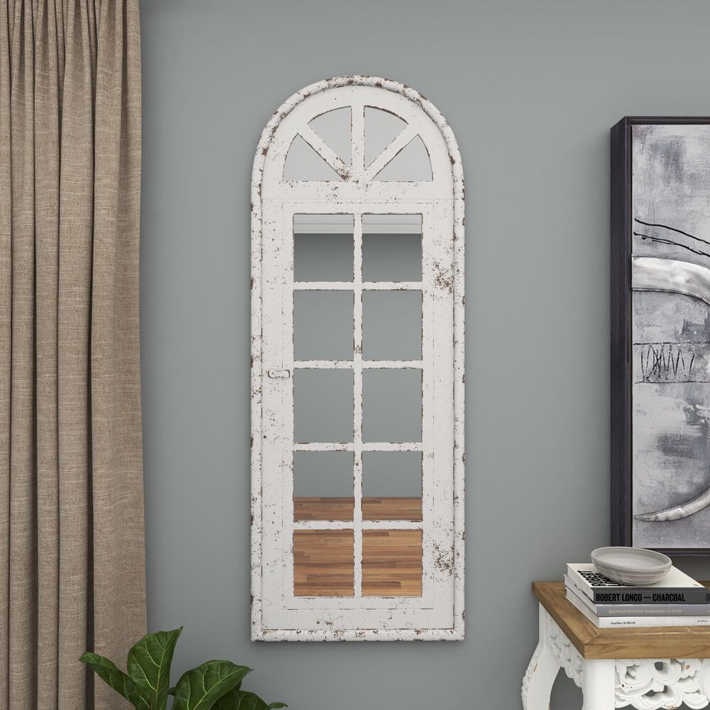 Maple and Jade 20&quot; x 53&quot; Wall Mirror in Distressed White, , large