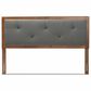 Baxton Studio Abner King Panel Headboard with Dark Grey Fabric in Walnut Brown, , large