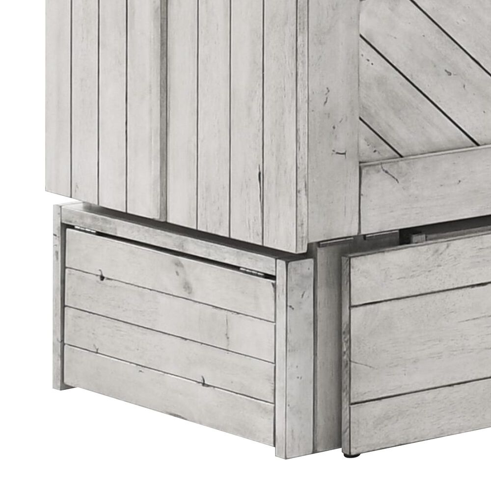 New Day Furniture Ranchero Queen Murphy Cabinet with Mattress in Wildwood Vintage White, , large