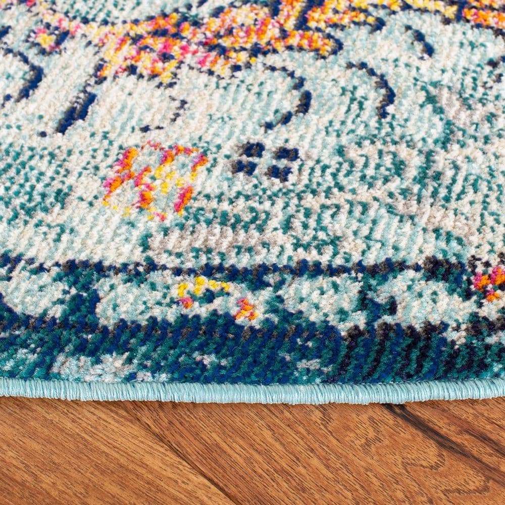 Safavieh Madison MAD447K 5&#39; Round Navy and Light Blue Area Rug, , large
