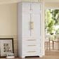 HOMLUX HOMLUX 78.2" Tall Farmhouse Kitchen Pantry Cabinet with 8 Door Shelves, Storage Cabinet with 3 Adjustable Shelves, 3 Large Drawers, Versatile Cupboard for Kitchen, Dining & Bathroom, Retro White, , large
