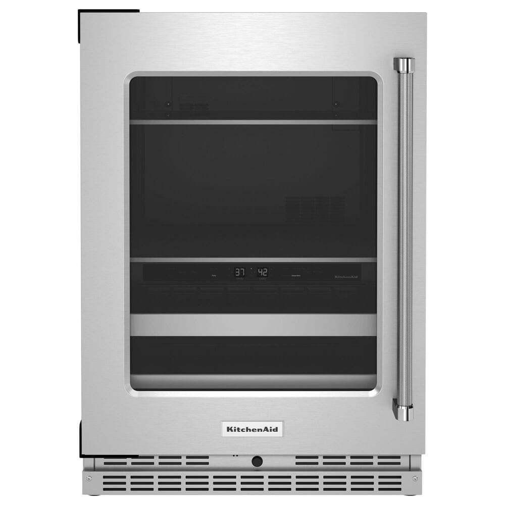 KitchenAid 24" Beverage Center with Left Hinge and Metal-Front Racks in Stainless Steel, , large