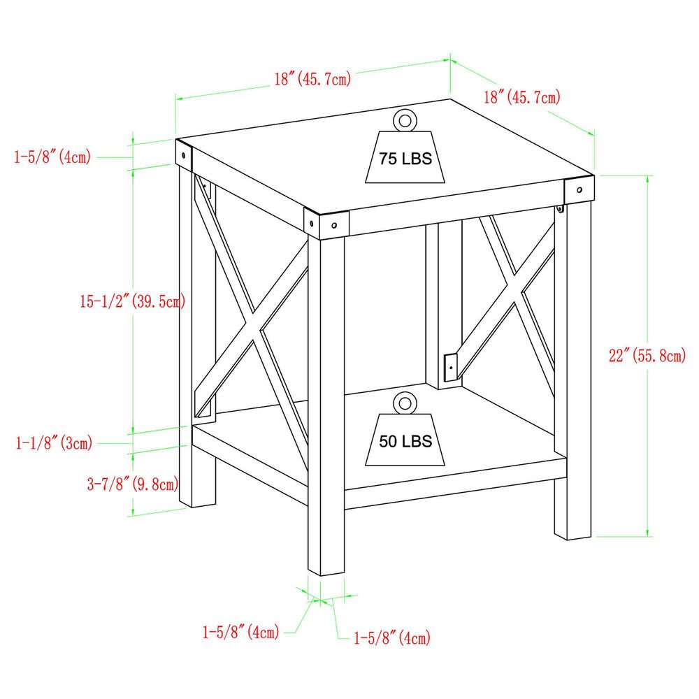 Walker Edison Barn Door Side Table in Grey Wash, , large