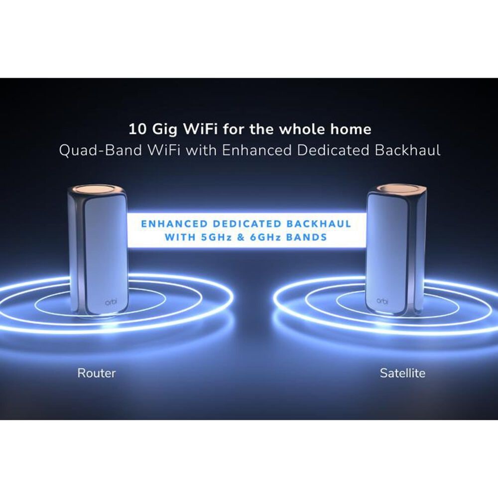 NETGEAR Orbi 970 Series Quad-Band Wi-Fi 7 Mesh System in White &#40;Set of 2&#41;, , large