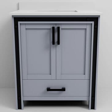 Lexora Home Ziva 30" Single Bathroom Vanity in Dark Grey with 2 cm White Quartz Top and Rectangular Sink, , large