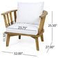 Hearth and Haven Outdoor Club Chair with White Cushion in Teak, , large