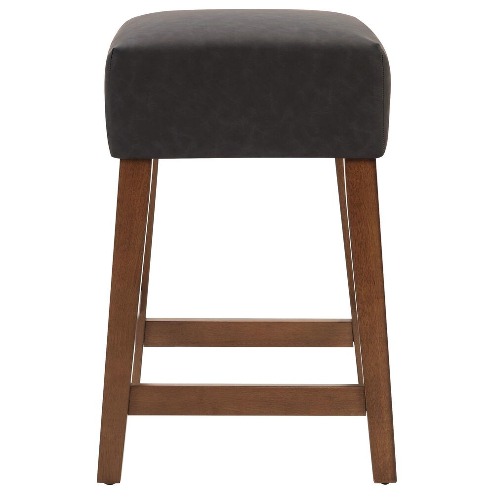 Valor Living Roscoe 26" Backless Counter Stool with Black Upholstery in Cherry, , large