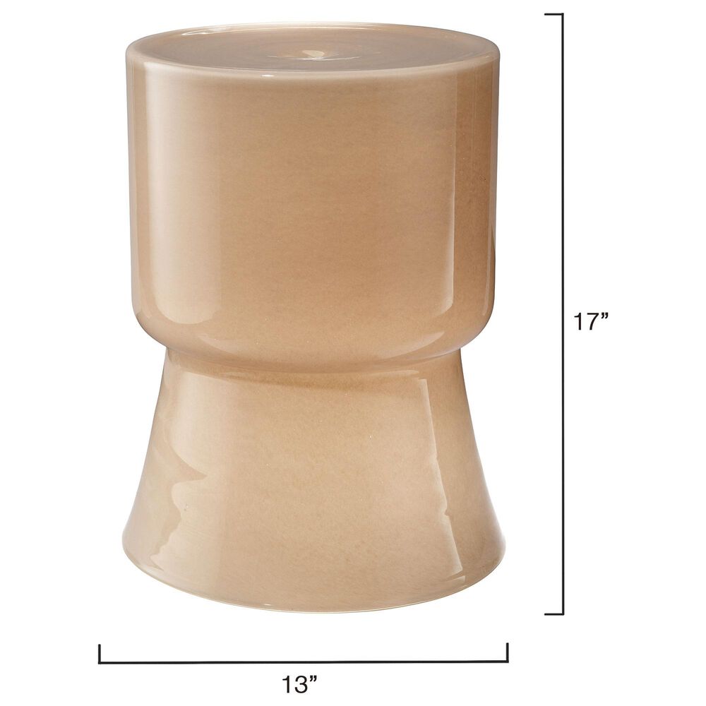 Splendor Living Upland Glass Garden Stool in Taupe, , large