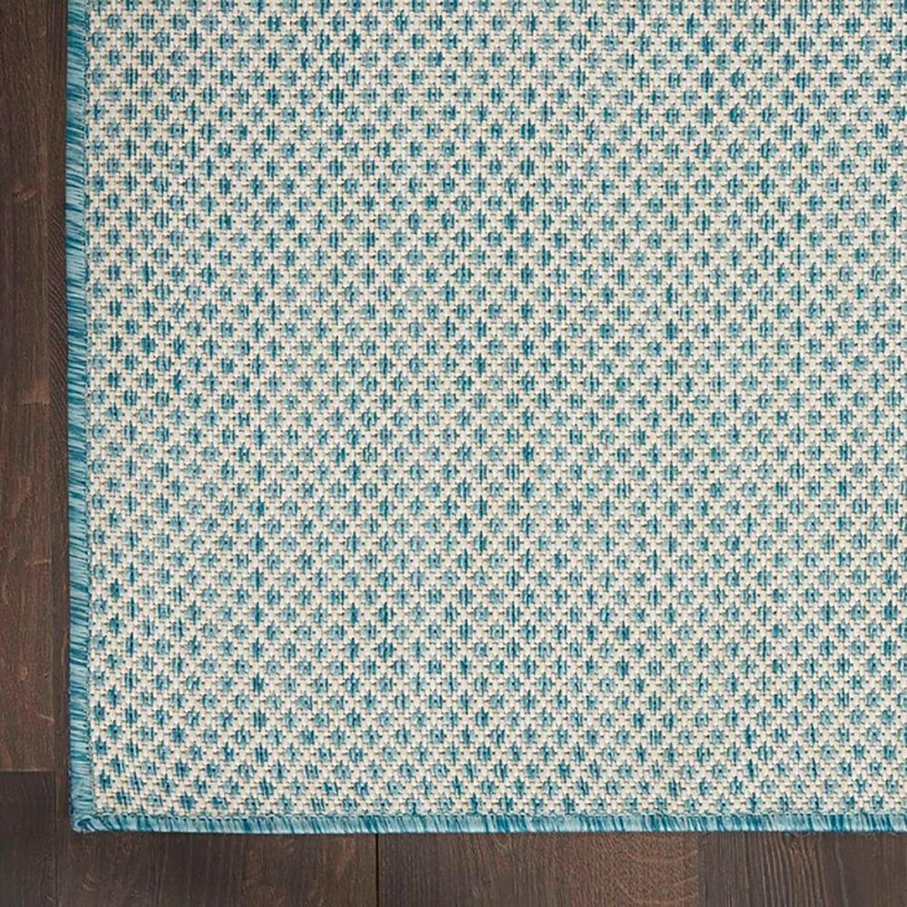 Nourison Courtyard Ivory and Aqua 2&#39; x 3&#39; Indoor/Outdoor Area Rug, , large