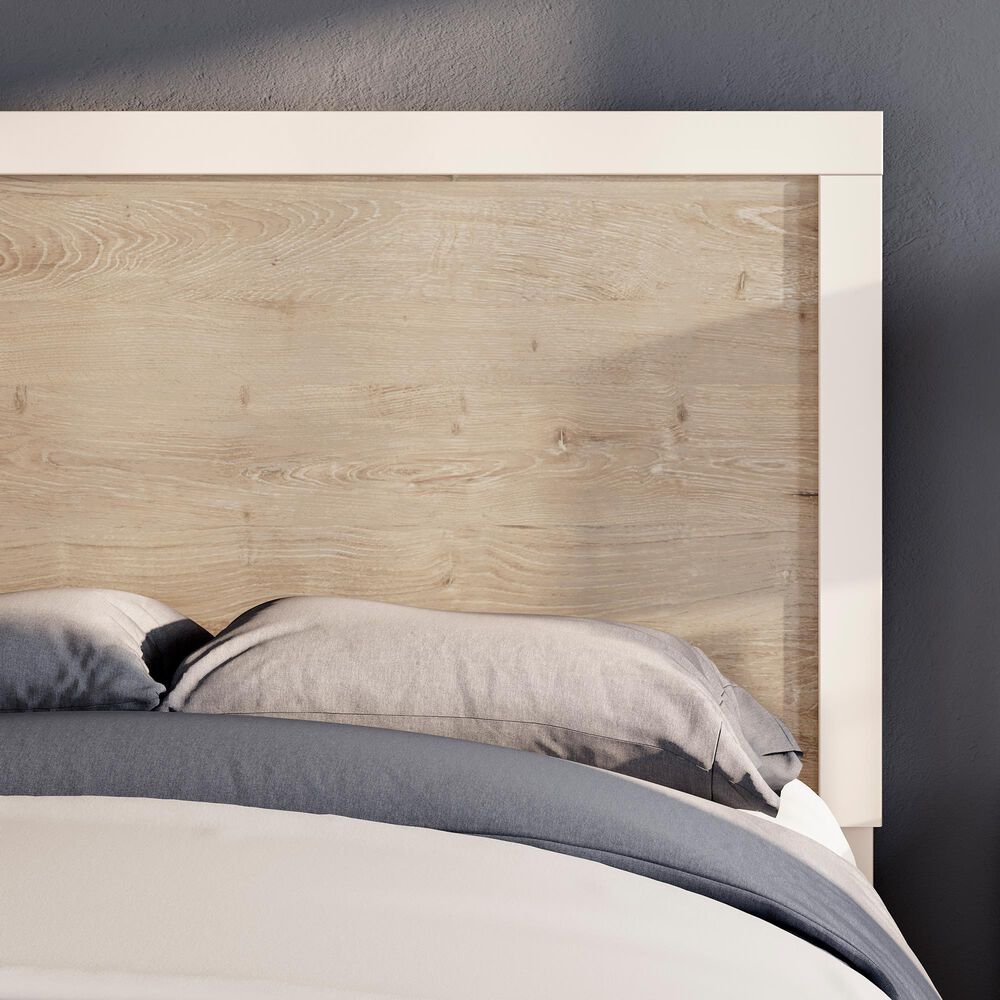 Ashley Charbitt Full Panel Bed in Oak Grain and Matte White, , large