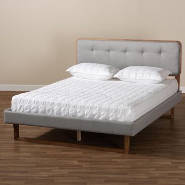 Baxton Studio Sofia Full Platform Bed in Gray/Walnut, , large