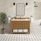 James Martin Malibu 48" Single Bathroom Vanity in Amber Birch with 3 cm Arctic Fall Solid Surface Top and Rectangular Sink, , large