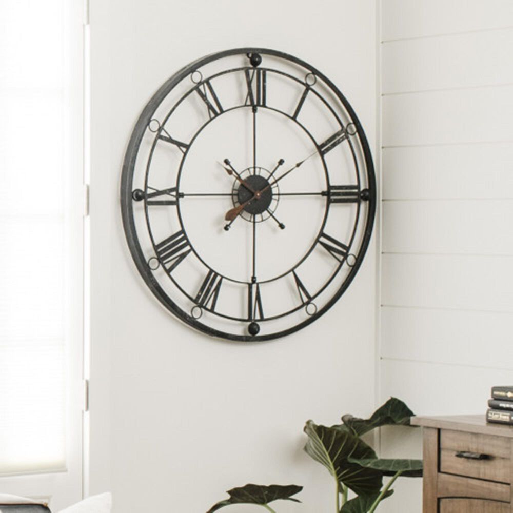 Yosemite Home Decor Tower Wall Clock in Rustic Black, , large