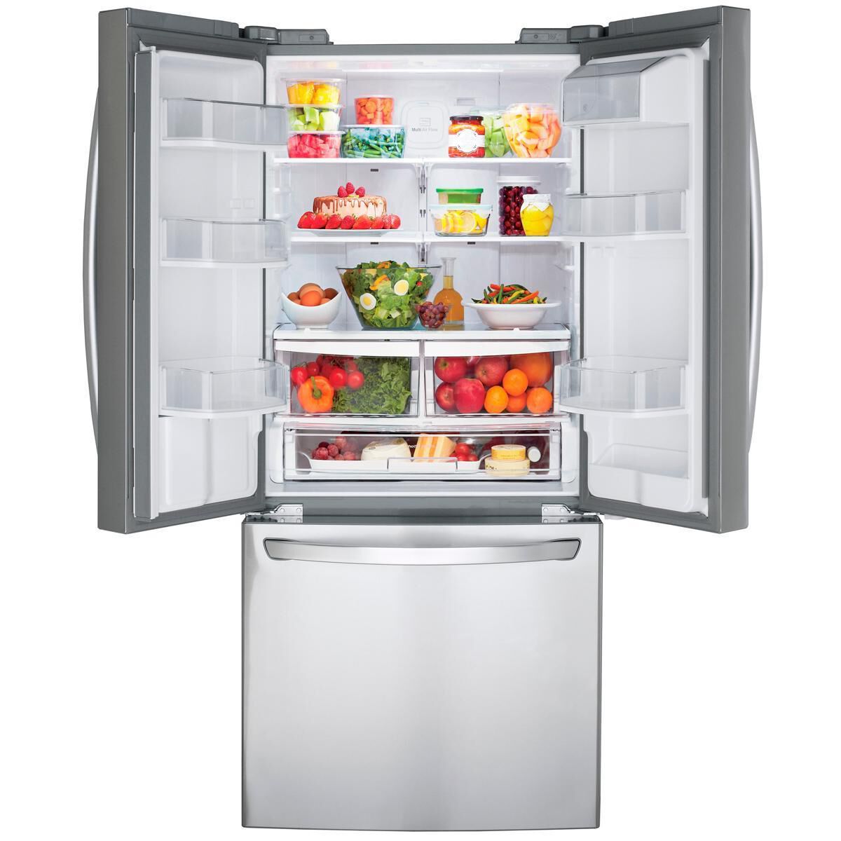 LG 21.8 Cu. Ft. 3-Door French Door Refrigerator in Stainless Steel
