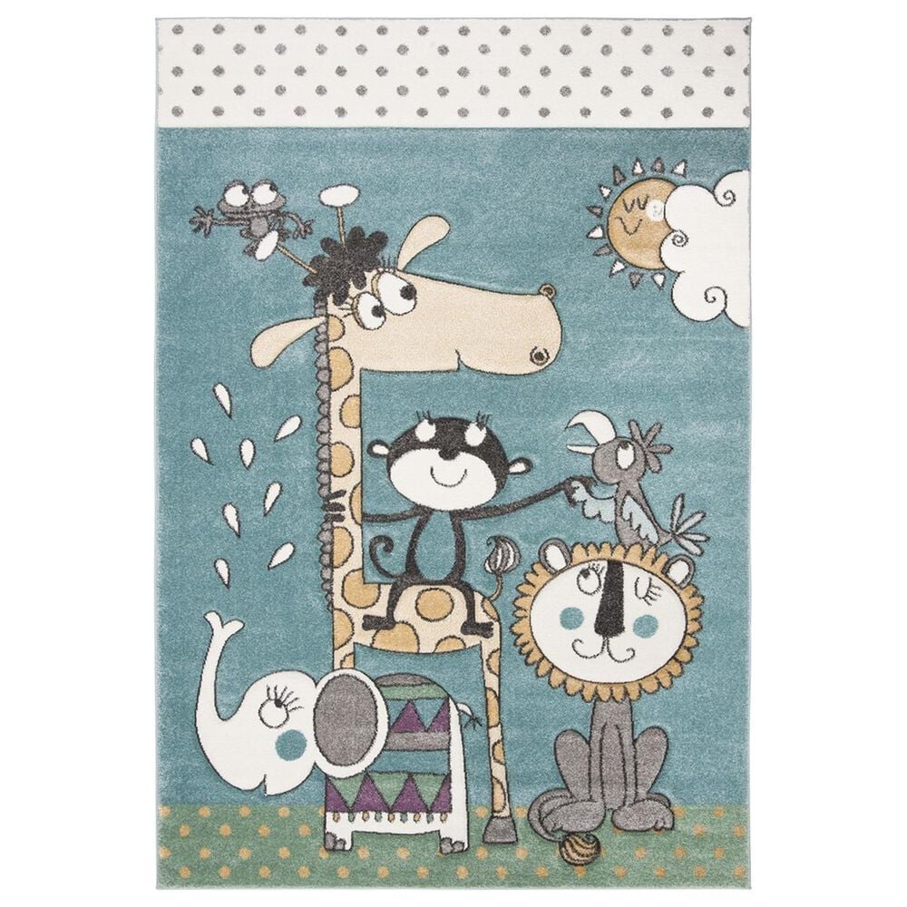 Safavieh Carousel CRK185 5"3" x 7"6" Ivory and Blue Kids Area Rug, , large
