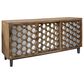 Crestview Collection Bengal Manor Sliding Door Console with Honeycomb Mirror in Light Mango, , large