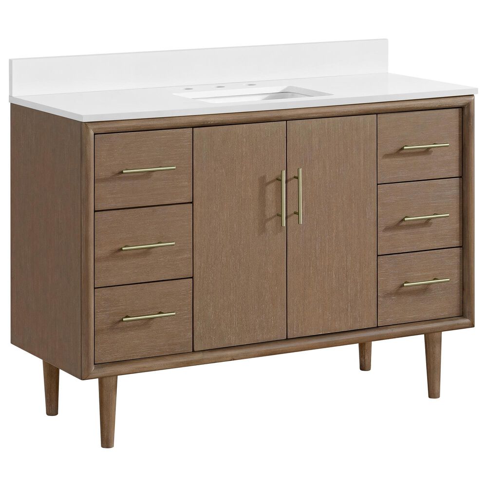 37B Mertola 48" Single Bathroom Vanity Cabinet in Walnut Drift with White Composite Stone Top and Backsplash, , large