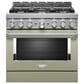 KitchenAid 36" Slide-In Gas True Convection Range with Self-Cleaning in Avocado Cream, , large