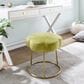 Linon Home Decor Seraphina Vanity Stool with Green Cushion in Gold, , large