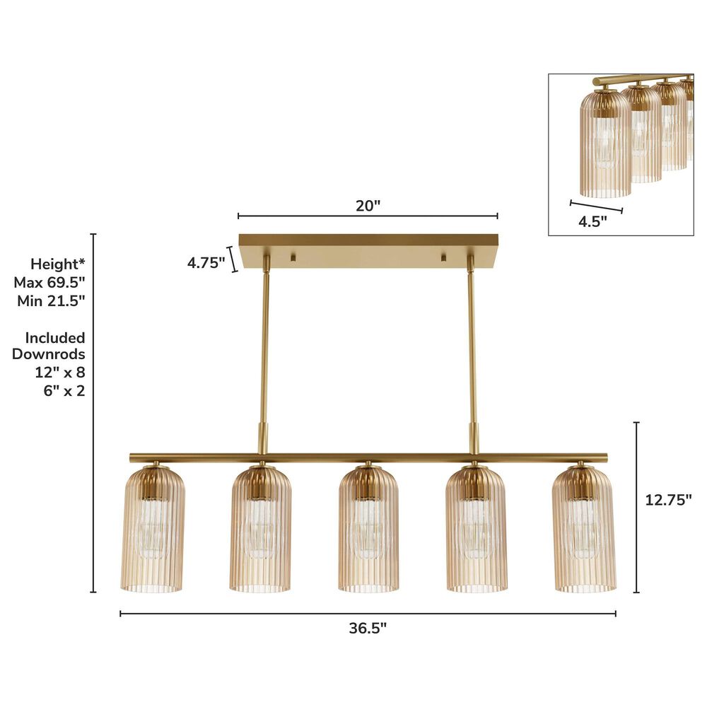 Hunter Beverly Glen Jasmine Roth 5-Light Island Chandelier in Luxe Gold, , large