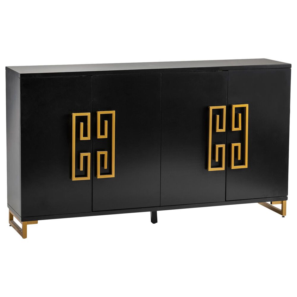 Crestview Collection Corinthian 4-Door Sideboard in Black and Gold, , large
