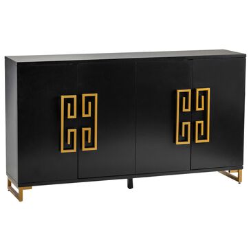Crestview Collection Corinthian 4-Door Sideboard in Black and Gold, , large