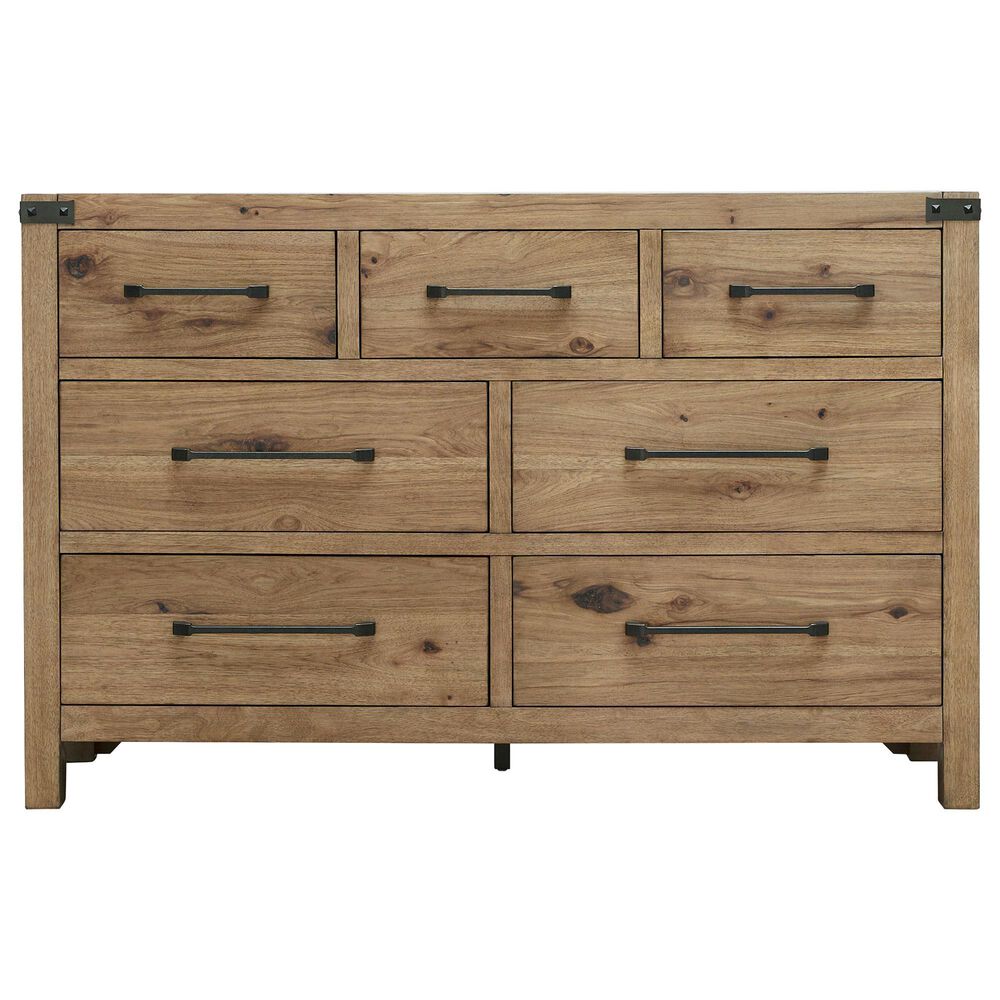 Millenium Ridgester Queen Panel Bed with Dresser, Chest and Two Nightstands in Light Brown with USB Ports, , large