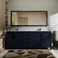 Lexora Home Jacques 72" Double Bathroom Vanity in Navy Blue with 2 cm White Carrara Marble Top and Rectangular Sinks, , large