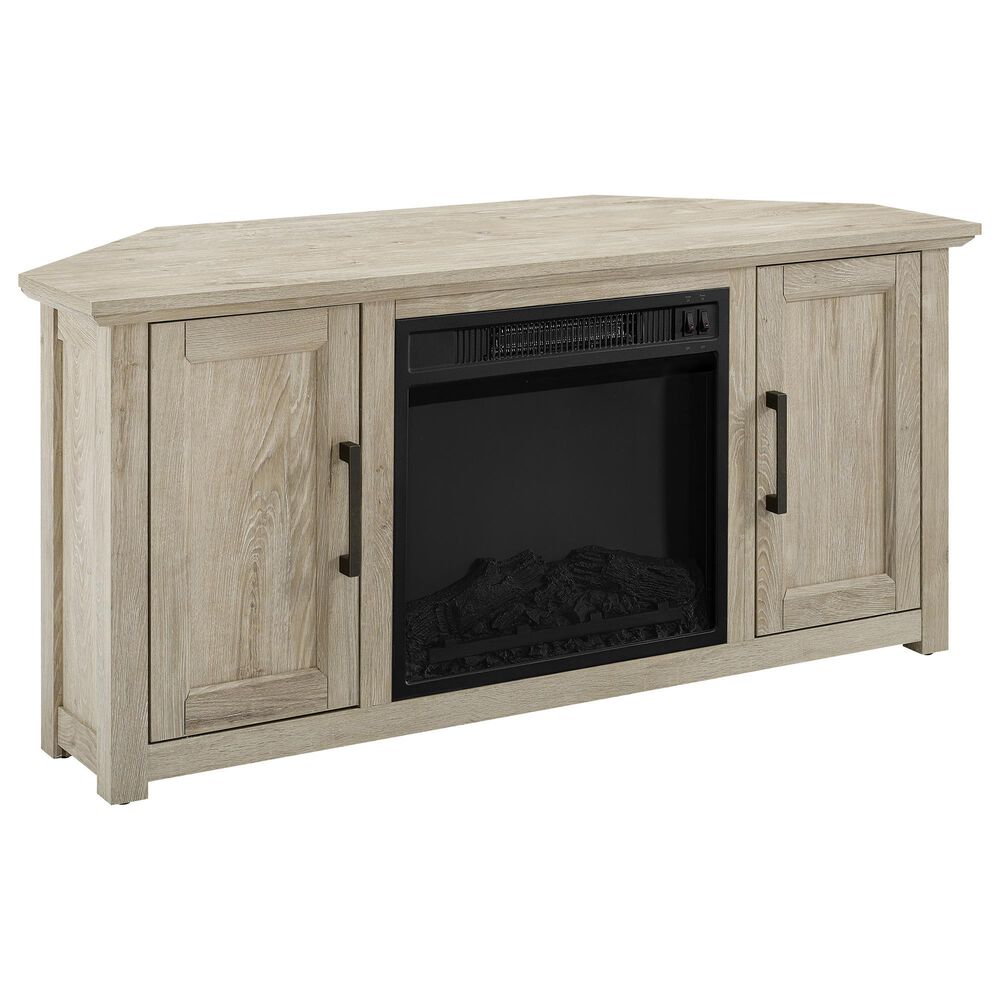 Crosley Furniture Camden 48&quot; Corner TV Stand with Fireplace in Frosted Oak, , large