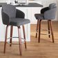 LumiSource Dahlia Swivel Counter Stool with Grey Upholstery in Walnut and Chrome (Set of 2), , large