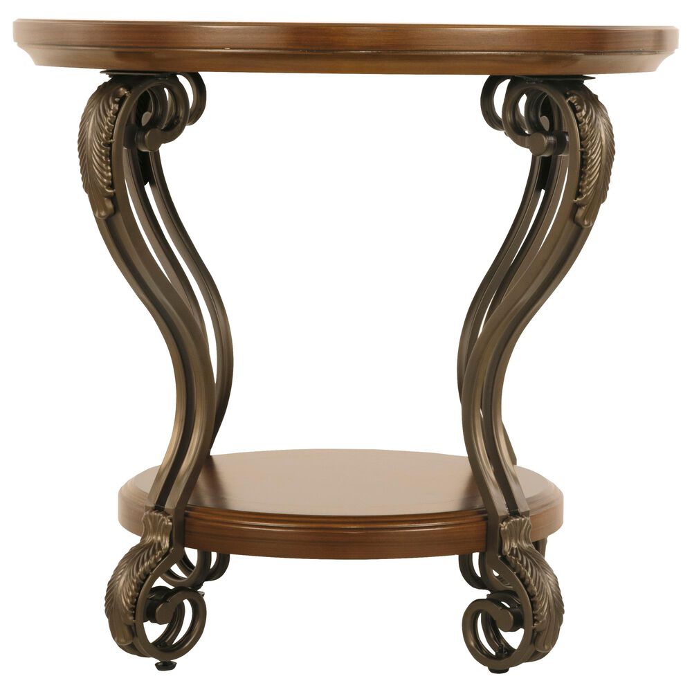 Signature Design by Ashley Nestor Round End Table in Medium Brown NFM