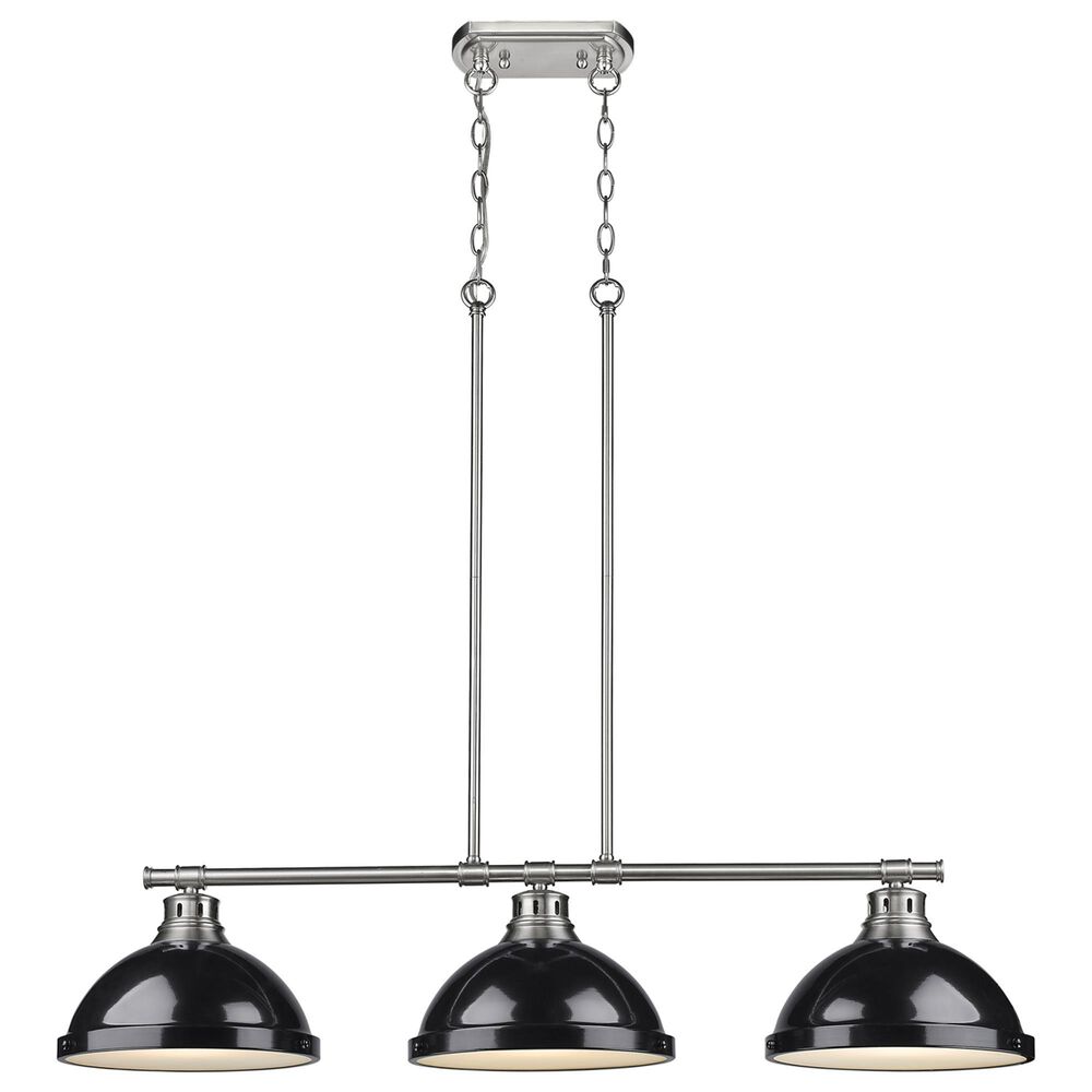 Golden Lighting Duncan 3-Light Pendant with Black Shade in Pewter, , large