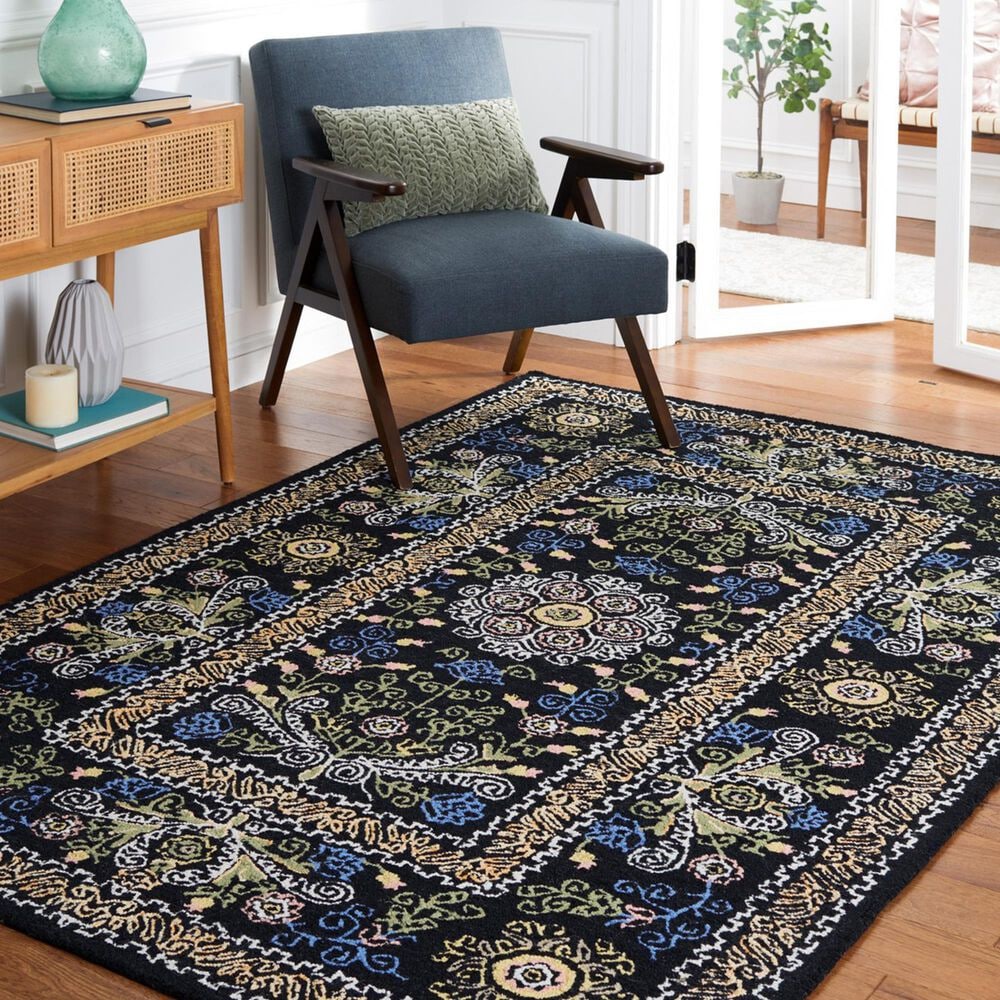 Safavieh Micro-Loop 4&#39; x 6&#39; Black and Green Area Rug, , large