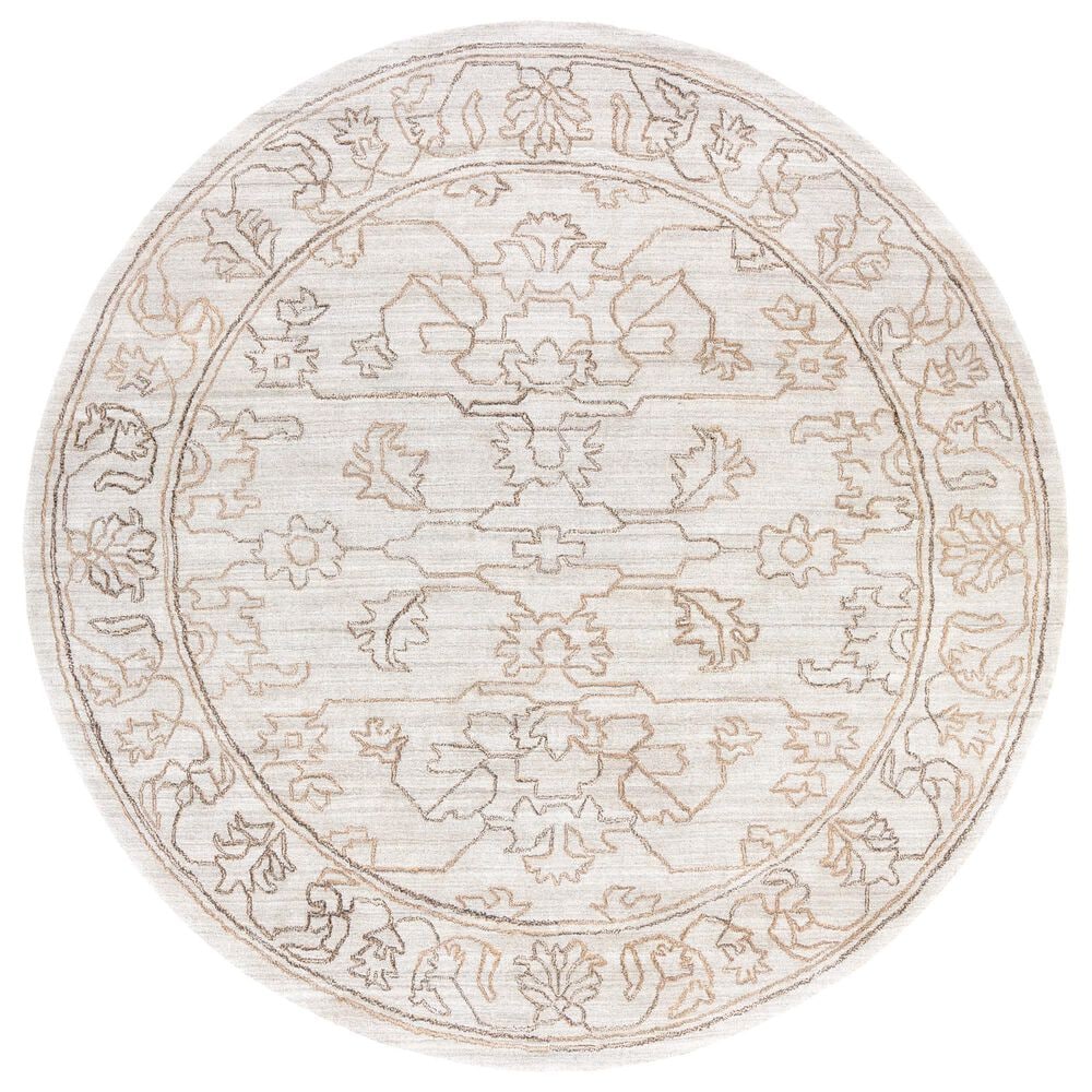 Surya Hightower 8" Round Light Gray, Medium Brown and Charcoal Area Rug, , large