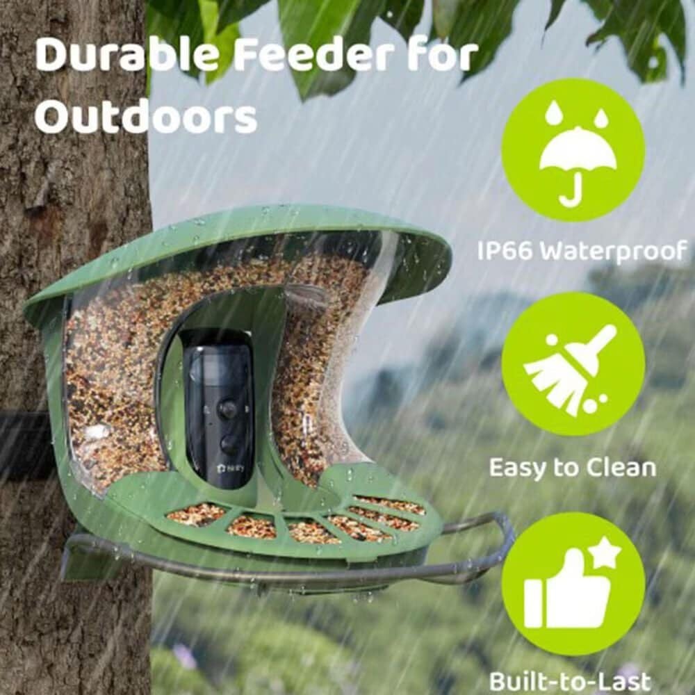 Birdfy Bird Feeder 2 with Smart Camera and Solar Panel in Green, , large