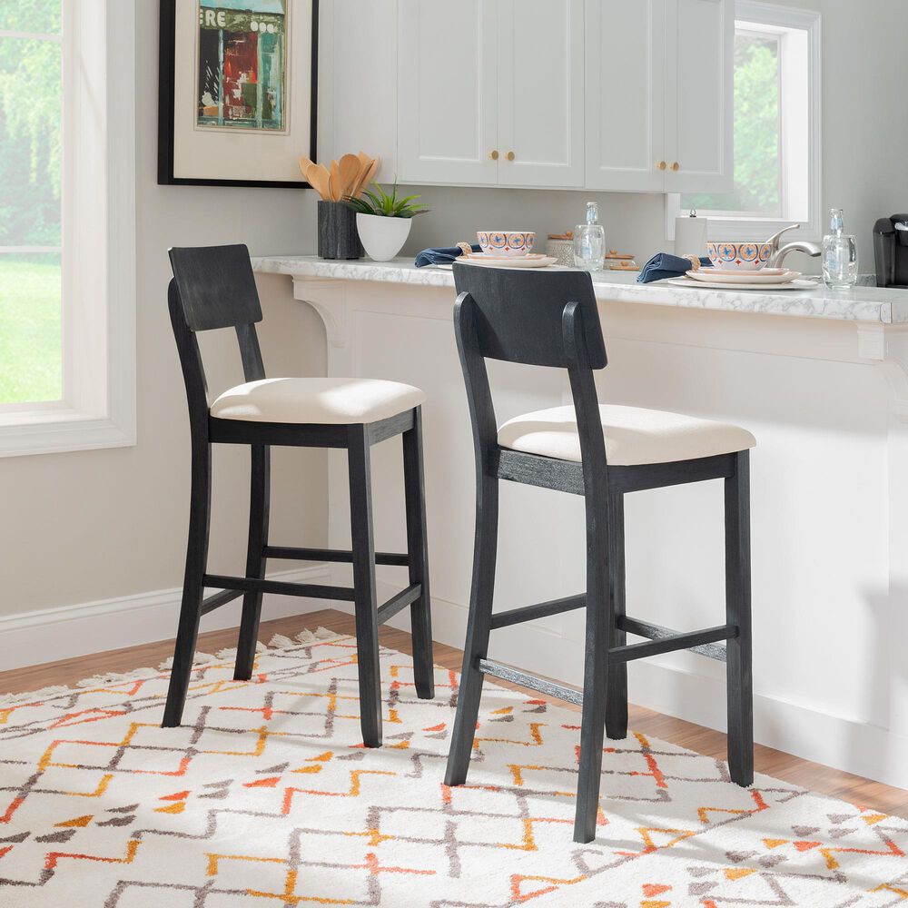 Linon Home Decor Jorissen Bar Stool in Dark Charcoal, , large