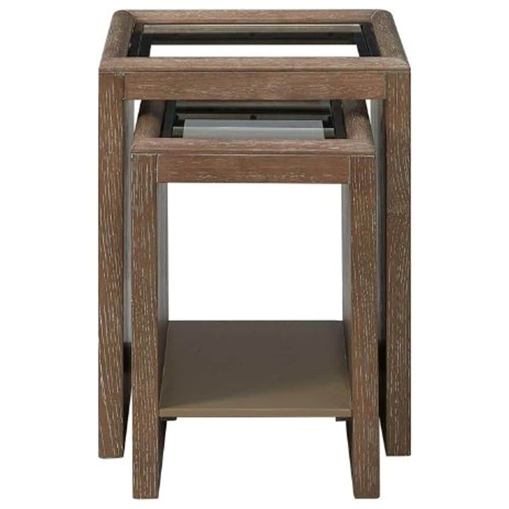 Sterling Timber Trilogy Nesting Table with Glass Top in in Rich Cocoa and Clear, , large