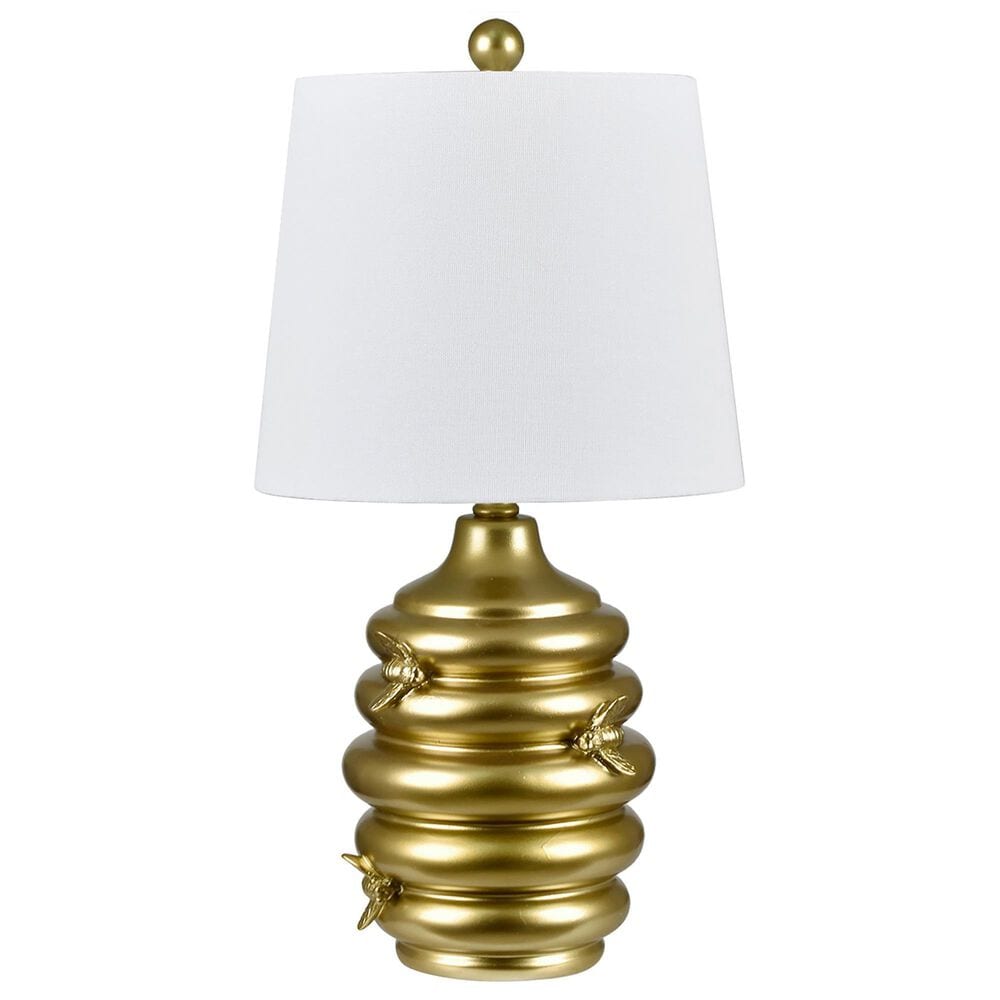 Slatehouse 21" Resin Honeycomb Table Lamp in Gold, , large