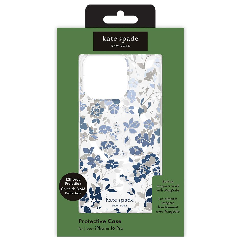 Kate Spade Protective MagSafe Case for Apple iPhone 16 Pro in Flowerbed Blue, , large
