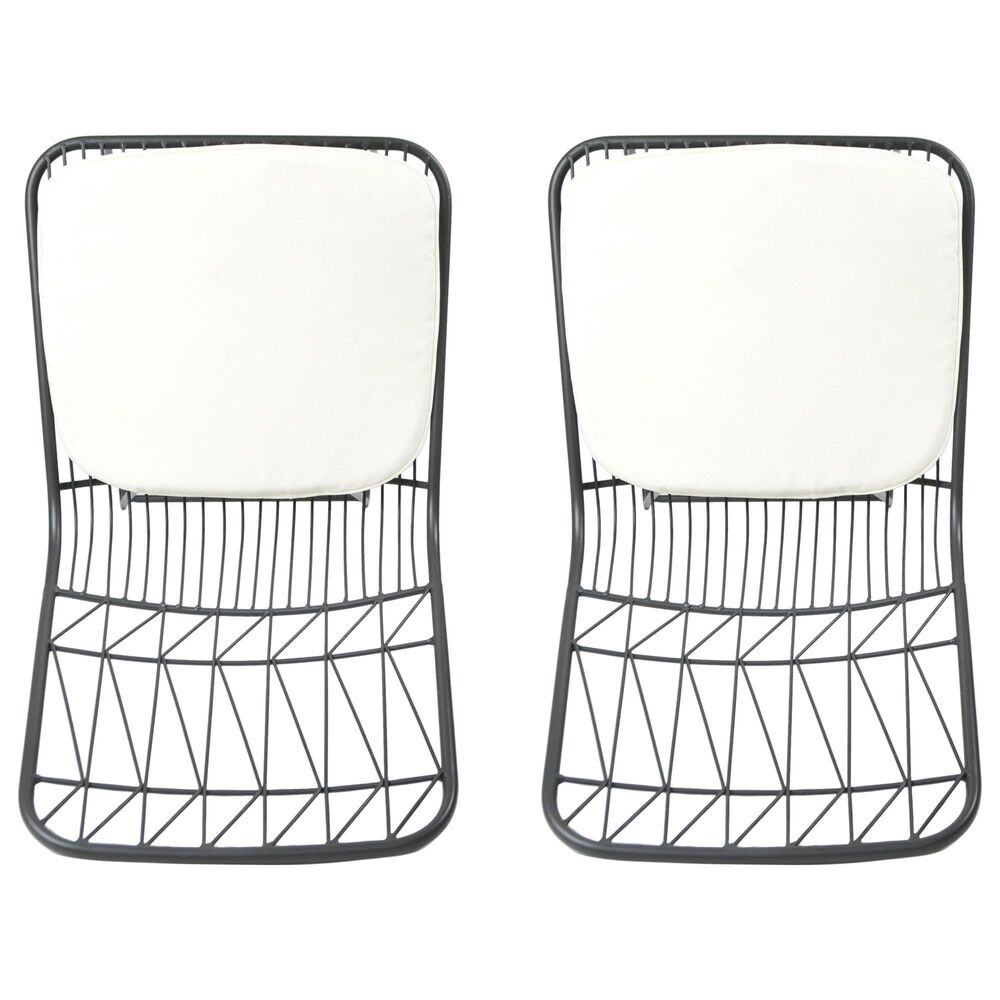 Hearth and Haven Niez Outdoor Counter Stool with Ivory Cushion in Gray &#40;Set of 2&#41;, , large
