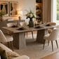 GARVEE 71" Rectangular Dining Table with Double Pedestal Base in Gray - Table Only, , large