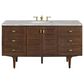 James Martin Vanities Amberly 60" Single Bathroom Vanity in Mid-Century Walnut with 3 cm Eternal Jasmine Pearl Silestone Top, Rectangular Sink and FreePower Wireless Charger, , large