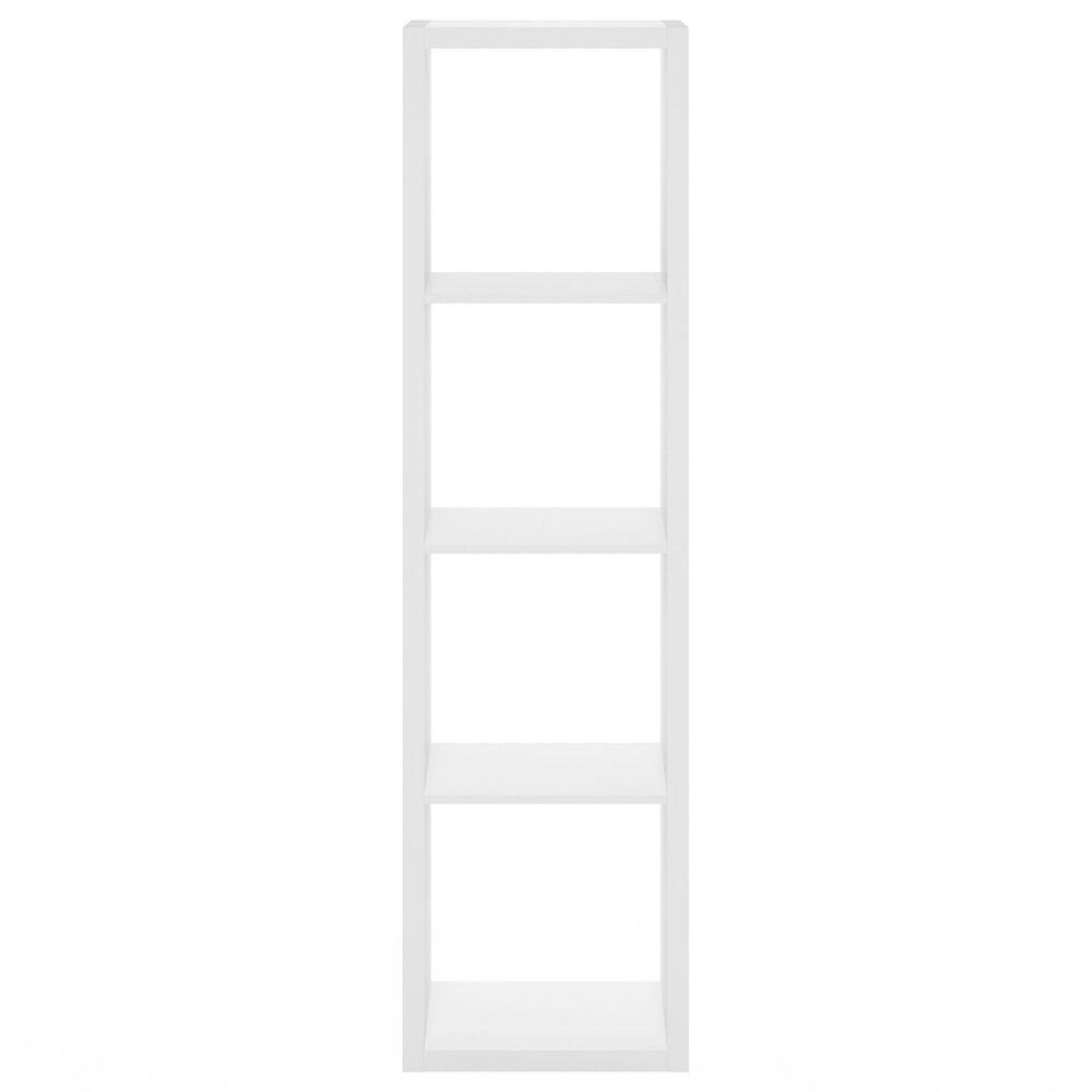 HOMLUX 4-Cube Vertical Reversible Open Back Bookshelf in White, , large