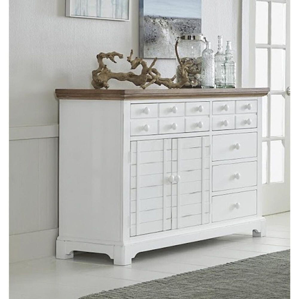 Tiddal Home Shutters Server in Light Oak and Distressed White, , large