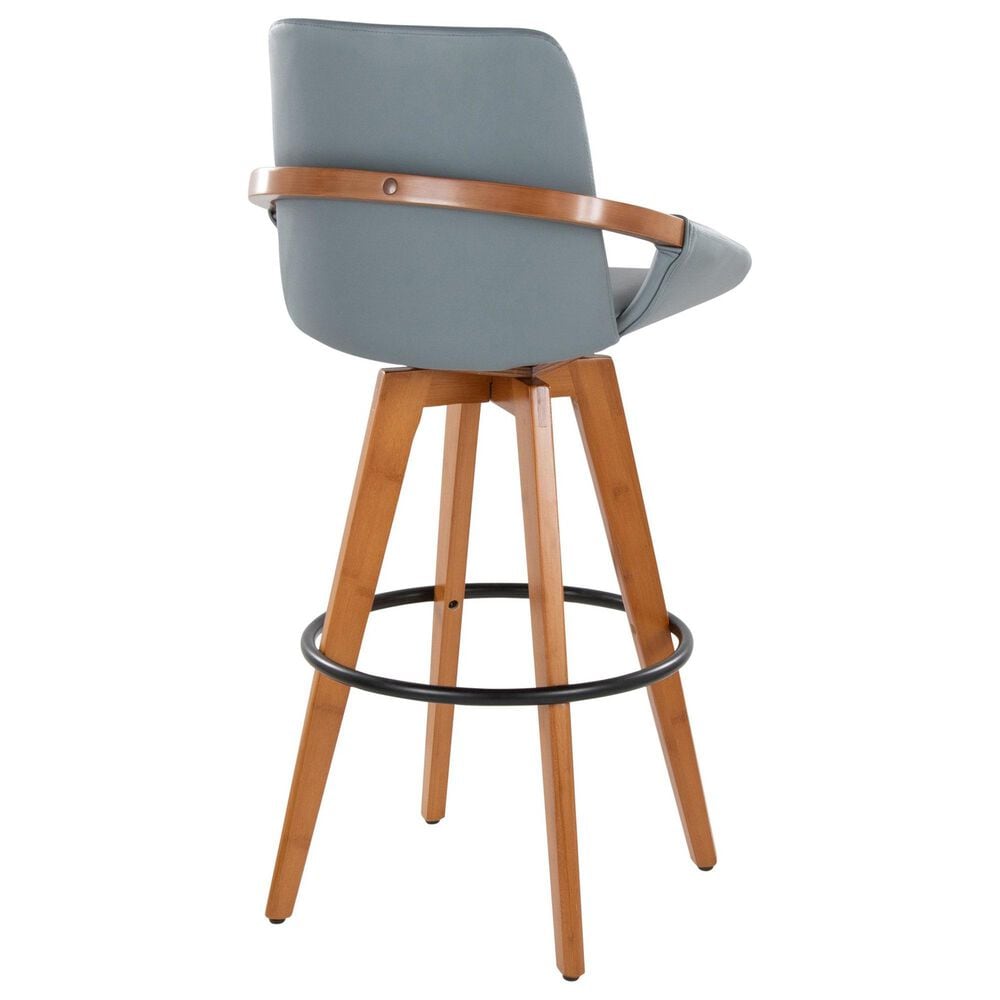 Lumisource Cosmo Swivel Barstool with Grey Cushion in Walnut and Black, , large