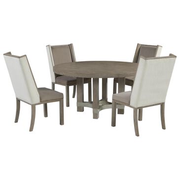 Signature Design by Ashley Chrestner 5-Piece Round Dining Set with Wing Back Chair in Gray, , large