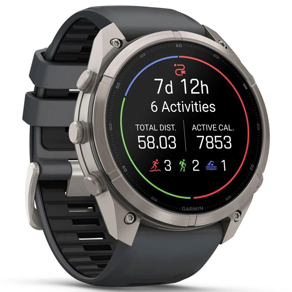 Garmin fenix 9 Pro inReach Smartwatch 51mm Titanium with Graphite and Black Silicone Band, , large