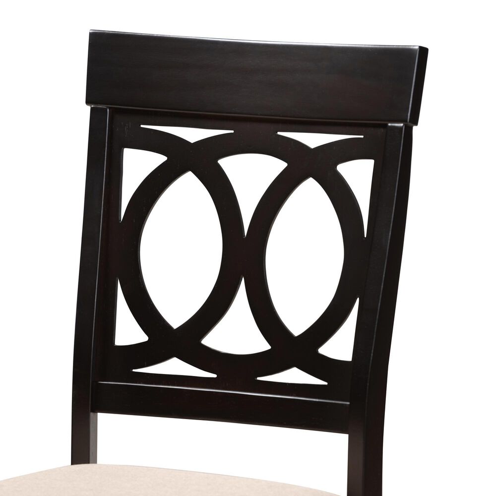 Baxton Studio Lucie Side Chair with Sand Cushion in Espresso Brown (Set of 4), , large