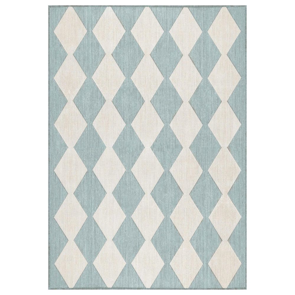 Nourison Positano Geometric Aqua 4" x 6" Indoor/Outdoor Area Rug, , large